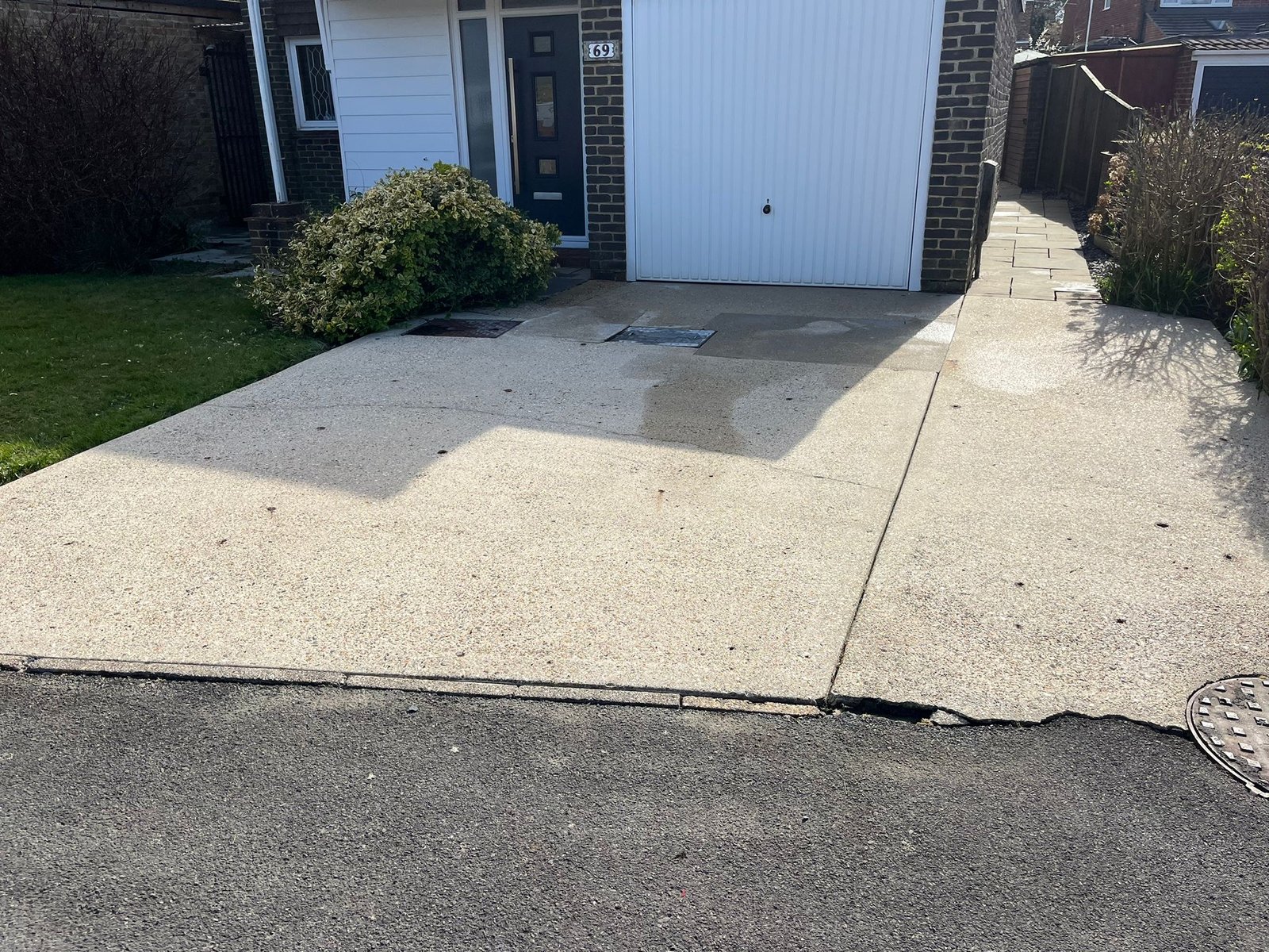 Before and after pressure washing on Waterlooville property